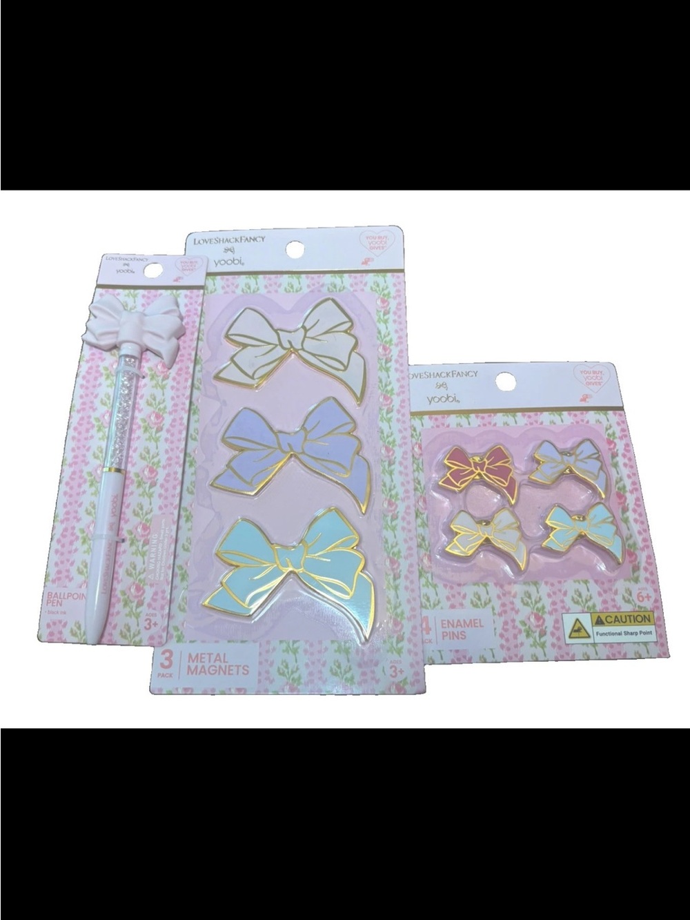 Love Shack Fancy x Target: Pink Bow Pen,Metal magnets, enamel pins